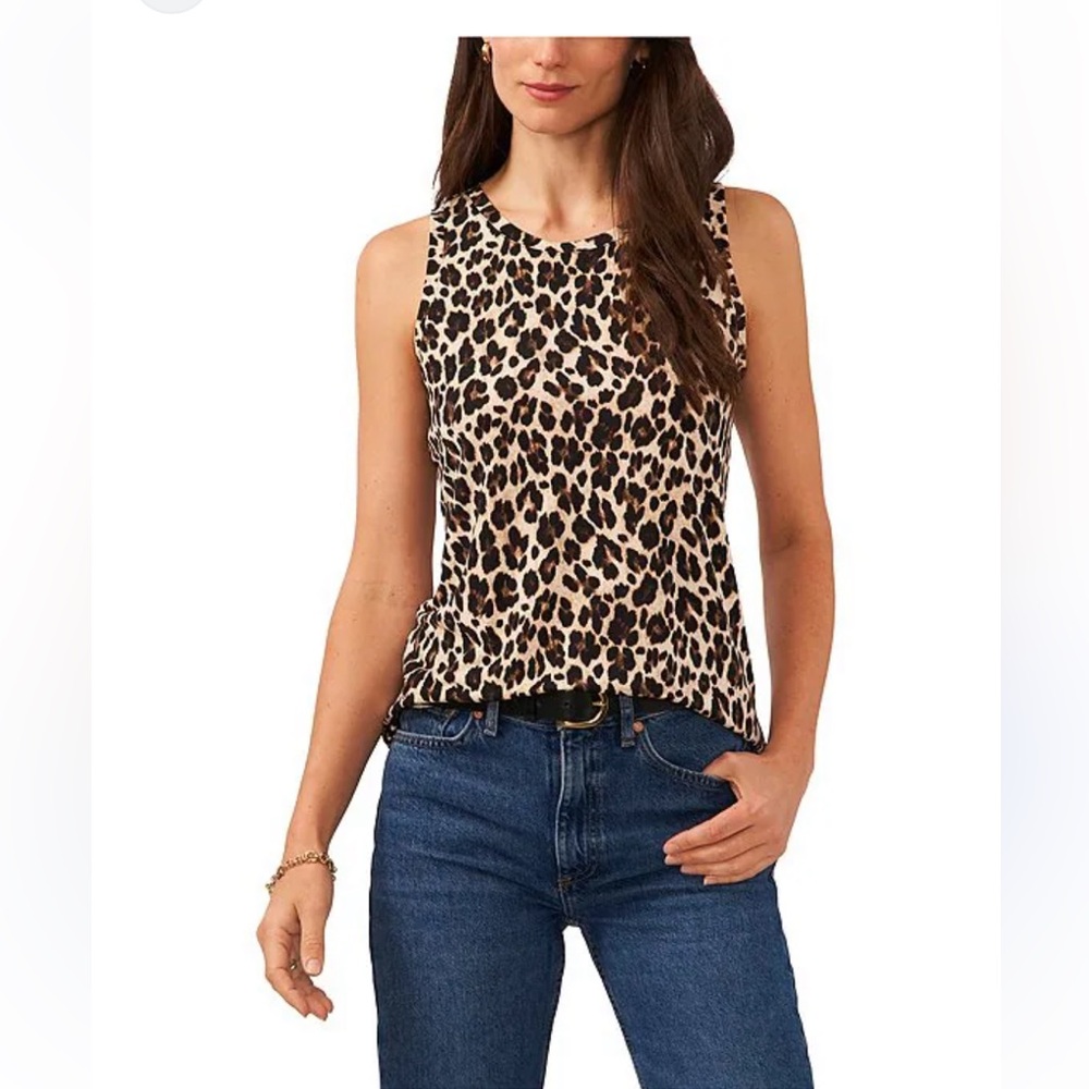 Ann Taylor Stretchy Sleeveless Top Women Animal Print